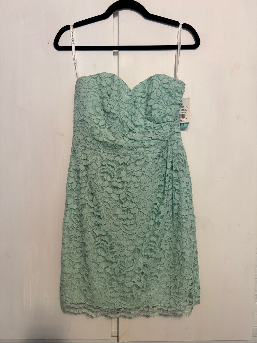 David's Bridal Mint Strapless Lace Cocktail Dress